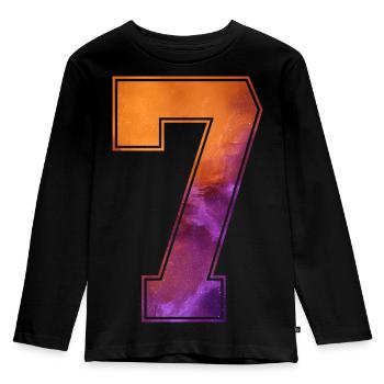 NR. 7 NUMMER 7 COLLEGE 7. GEBURTSTAG - Kinder Premium Bio Langarmshirt - Schwarz - Vorne - AI Model Kid Male (0cm)