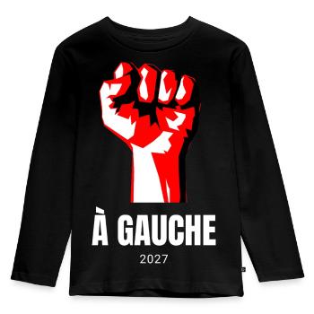 À Gauche 2027 - Elections présidentielles France - T-shirt manches longues Premium Enfant - noir - Devant - AI Model Kid Male (0cm)