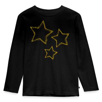 STERN. STERNE. STERN. STERNE. FEST. JAHRESTAG - Kinder Premium Bio Langarmshirt - Schwarz - Vorne - AI Model Kid Male (0cm)