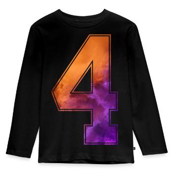 NR. 4 NUMMER 4 COLLEGE 4. GEBURTSTAG - Kinder Premium Bio Langarmshirt - Schwarz - Vorne - AI Model Kid Male (0cm)