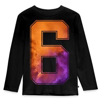 NO. 6 NUMBER 6 COLLEGE 6TH BIRTHDAY - Kids' Premium Longsleeve Shirt - black - Front - AI Model Kid Male (0cm)