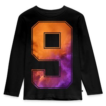 NR. 9 NUMMER 9 COLLEGE 9. GEBURTSTAG - Kinder Premium Bio Langarmshirt - Schwarz - Vorne - AI Model Kid Male (0cm)