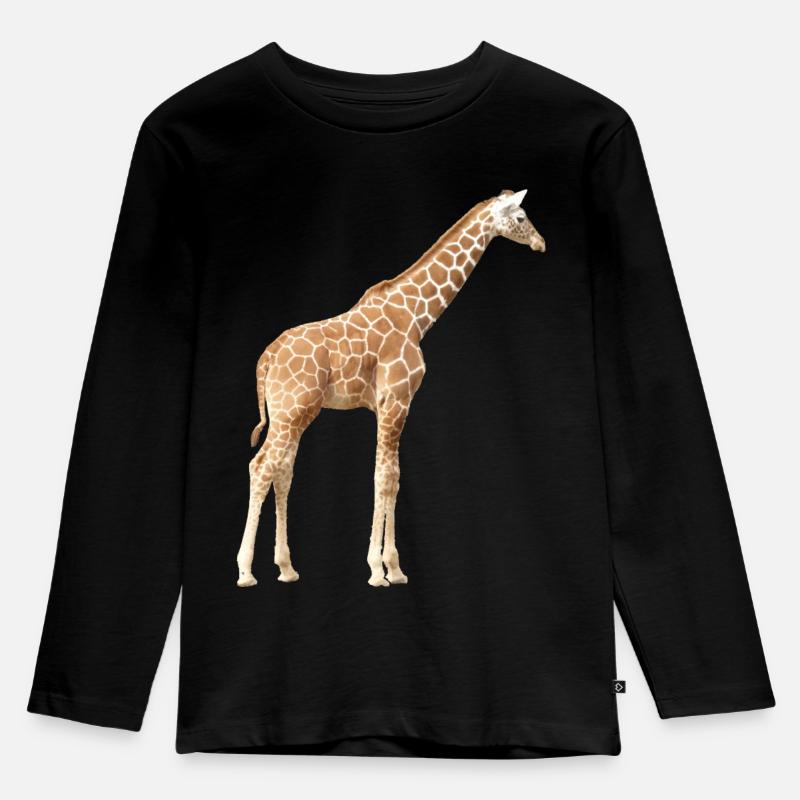 Giraffe - Kinder Premium Bio Langarmshirt - Schwarz