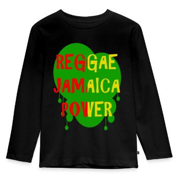 reggae jamaica power - Kids' Premium Longsleeve Shirt - black - Front - AI Model Kid Male (0cm)