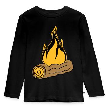 bois branche forêt arbre tronc gravure sur bois forêt feu son - T-shirt manches longues Premium Enfant - noir - Devant - AI Model Kid Male (0cm)