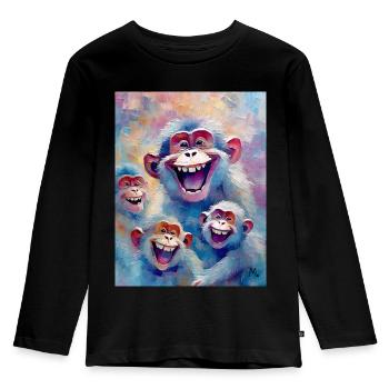 Laughing Monkeys - Kids' Premium Longsleeve Shirt - black - Front - AI Model Kid Male (0cm)