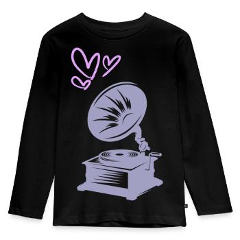 Music Vintage Gramophone - Kids' Premium Longsleeve Shirt - black - Front - AI Model Kid Male (0cm)