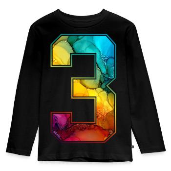 NR. 3 NUMMER 3 COLLEGE 3. GEBURTSTAG - Kinder Premium Bio Langarmshirt - Schwarz - Vorne - AI Model Kid Male (0cm)