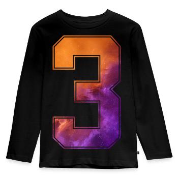 NR. 3 NUMMER 3 COLLEGE 3. GEBURTSTAG - Kinder Premium Bio Langarmshirt - Schwarz - Vorne - AI Model Kid Male (0cm)