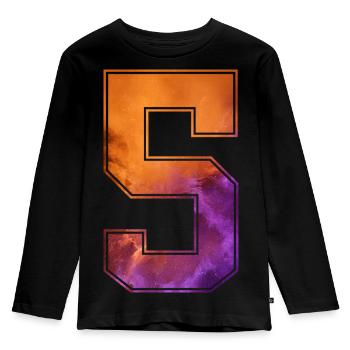 NO. 5 NUMBER 5 COLLEGE 5TH BIRTHDAY - Kids' Premium Longsleeve Shirt - black - Front - AI Model Kid Male (0cm)