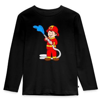Pompier - T-shirt manches longues Premium Enfant - noir - Devant - AI Model Kid Male (0cm)