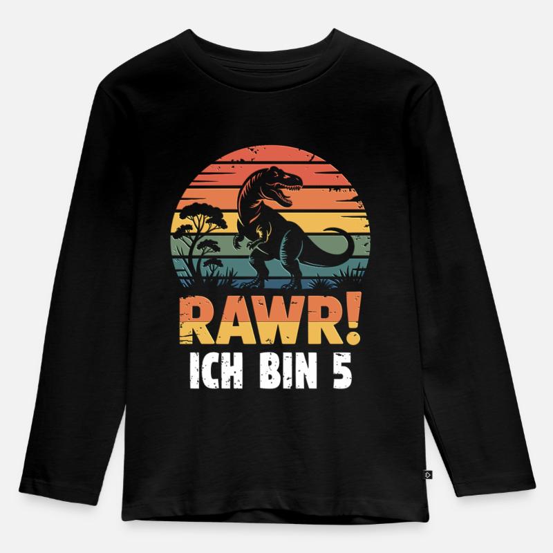 rawr! ich bin jetzt 5 - Kinder Premium Bio Langarmshirt - Schwarz