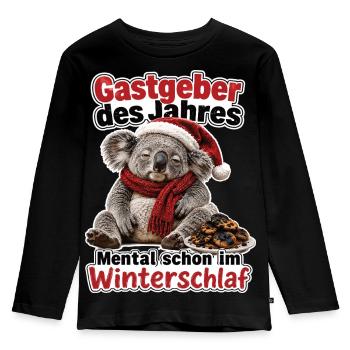 Gastgeber des Jahres, Mental schon im Winterschlaf - Kinder Premium Bio Langarmshirt - Schwarz - Vorne - AI Model Kid Male (0cm)