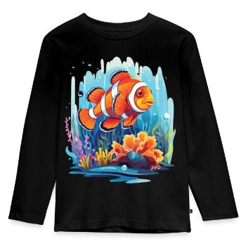 Clownfish in a coral reef - Kids' Premium Longsleeve Shirt - black - Front - AI Model Kid Male (0cm)