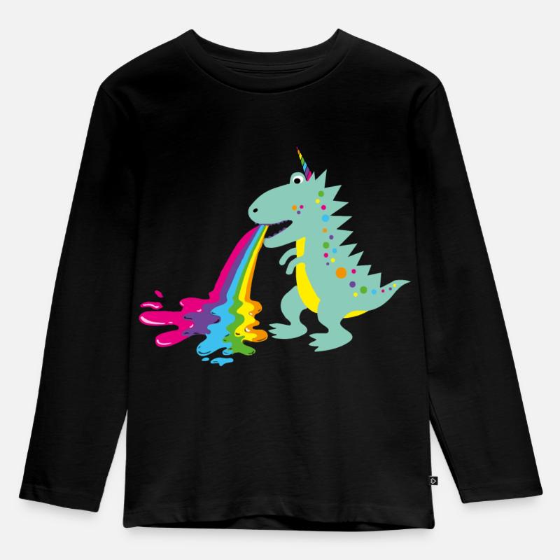 dinohorn, dino, einhorn - Kinder Premium Bio Langarmshirt - Schwarz
