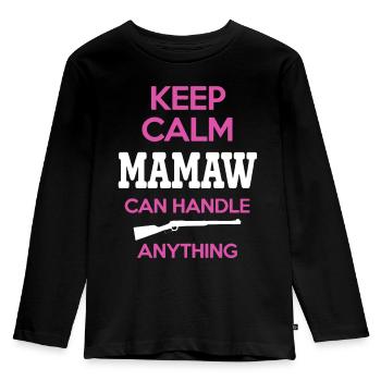 Halten Sie ruhig Mamaw kann alles Shirt handhaben - Kinder Premium Bio Langarmshirt - Schwarz - Vorne - AI Model Kid Male (0cm)
