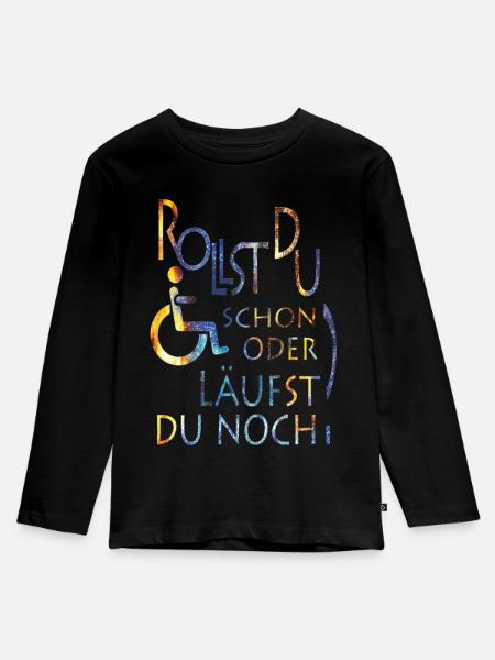 Rollst du schon farbig - Kinder Premium Bio Langarmshirt - Schwarz