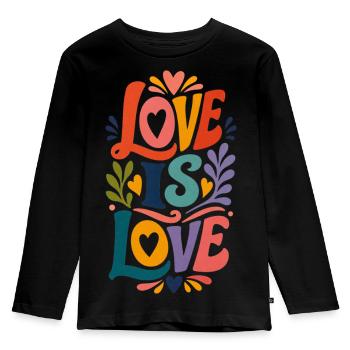Love Is Love Vintage 70s Pride Motiv CSD Parade - Kinder Premium Bio Langarmshirt - Schwarz - Vorne - AI Model Kid Male (0cm)