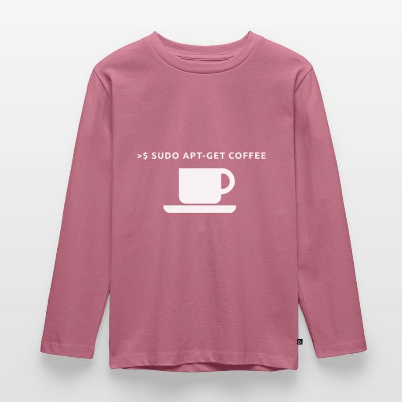 Lustiges Linux Kaffee Admin Shirt Pinguin Coder Kinder Premium Bio Langarmshirt