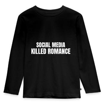 Soziale Medien haben die Romantik getötet - Kinder Premium Bio Langarmshirt - Schwarz - Vorne - AI Model Kid Male (0cm)
