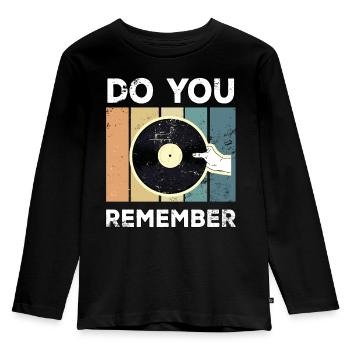 Vinyl Vintage Retro Schallplatte Plattenspieler - Kinder Premium Bio Langarmshirt - Schwarz - Vorne - AI Model Kid Male (0cm)