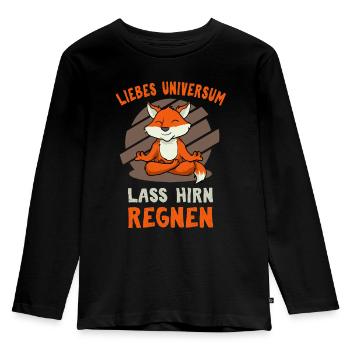 Fuchs Meditation - lustiger Spruch - Kinder Premium Bio Langarmshirt - Schwarz - Vorne - AI Model Kid Male (0cm)