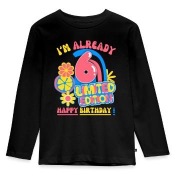 Anniversaire enfant-enfants 6 ans, fête d’anniversaire des enfants - T-shirt manches longues Premium Enfant - noir - Devant - AI Model Kid Male (0cm)