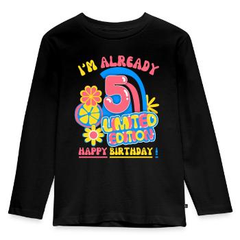 Anniversaire enfant-enfants 5 ans, fête d’anniversaire des enfants - T-shirt manches longues Premium Enfant - noir - Devant - AI Model Kid Male (0cm)