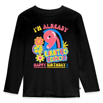Anniversaire enfant-enfants 9 ans, anniversaire des enfants - T-shirt manches longues Premium Enfant - noir - Devant - AI Model Kid Male (0cm)