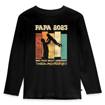 PAPA 2023 - Geburt Vater werden Dad Vaterschaft - Kinder Premium Bio Langarmshirt - Schwarz - Vorne - AI Model Kid Male (0cm)