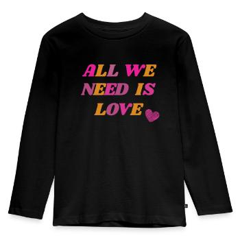 All we need is love - Kinder Premium Bio Langarmshirt - Schwarz - Vorne - AI Model Kid Male (0cm)