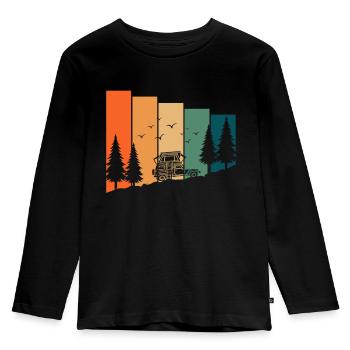 Zelten und Camping im Dachzelt - Sprüche - Kinder Premium Bio Langarmshirt - Schwarz - Vorne - AI Model Kid Male (0cm)