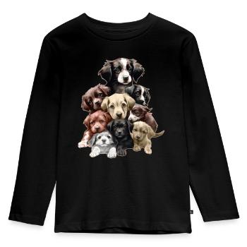 Lustige Hunde - Kinder Premium Bio Langarmshirt - Schwarz - Vorne - AI Model Kid Male (0cm)