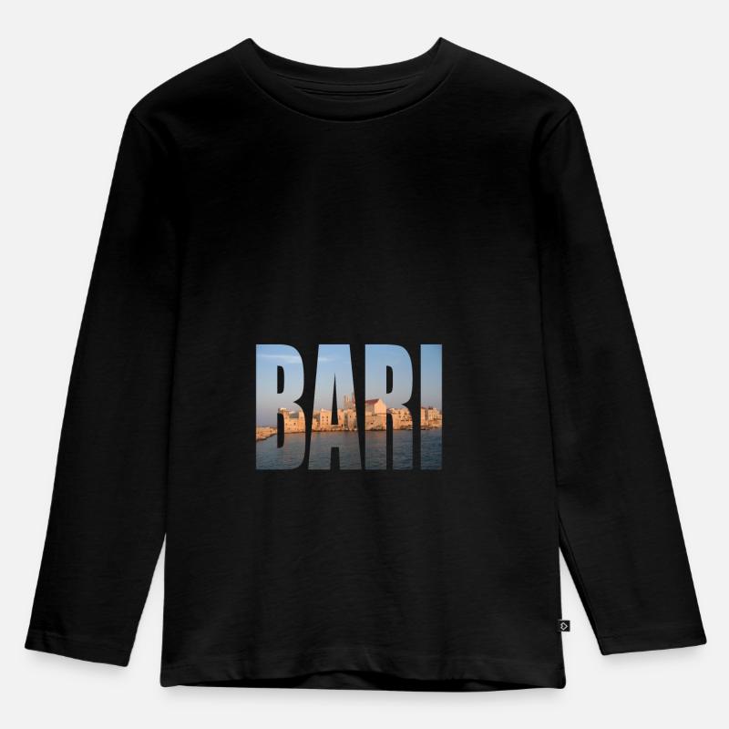 Bari Italien - Kinder Premium Bio Langarmshirt - Schwarz