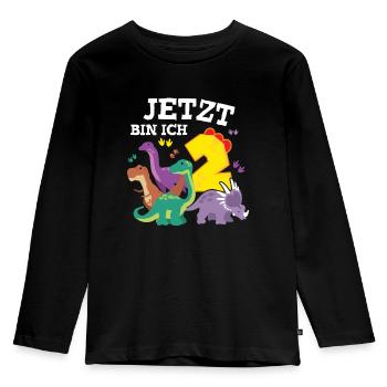 Jetzt bin ich 2 Dino Geburtstag Dinosaurier - Kinder Premium Bio Langarmshirt - Schwarz - Vorne - AI Model Kid Male (0cm)