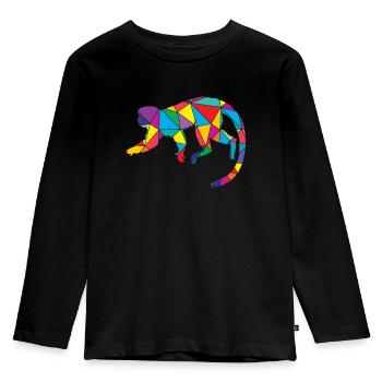 Monkey Polygon Low Poly Wild Animal - Kids' Premium Longsleeve Shirt - black - Front - AI Model Kid Male (0cm)