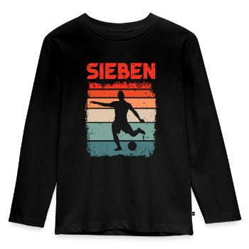 7. Geburtstag Fußball 7 Jahre Alt Fussballer - Kinder Premium Bio Langarmshirt - Schwarz - Vorne - AI Model Kid Male (0cm)