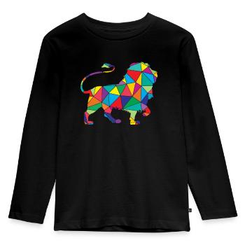 Lion Polygon Low Poly Wild Animal - Kids' Premium Longsleeve Shirt - black - Front - AI Model Kid Male (0cm)