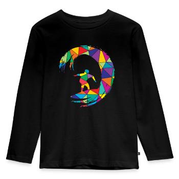Low Poly Surfer Polygon Surfing - Kids' Premium Longsleeve Shirt - black - Front - AI Model Kid Male (0cm)