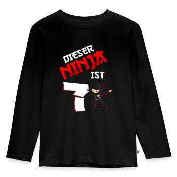 7. Geburtstag Junge 7 Jahre alt - Kinder Premium Bio Langarmshirt - Schwarz - Vorne - AI Model Kid Male (0cm)