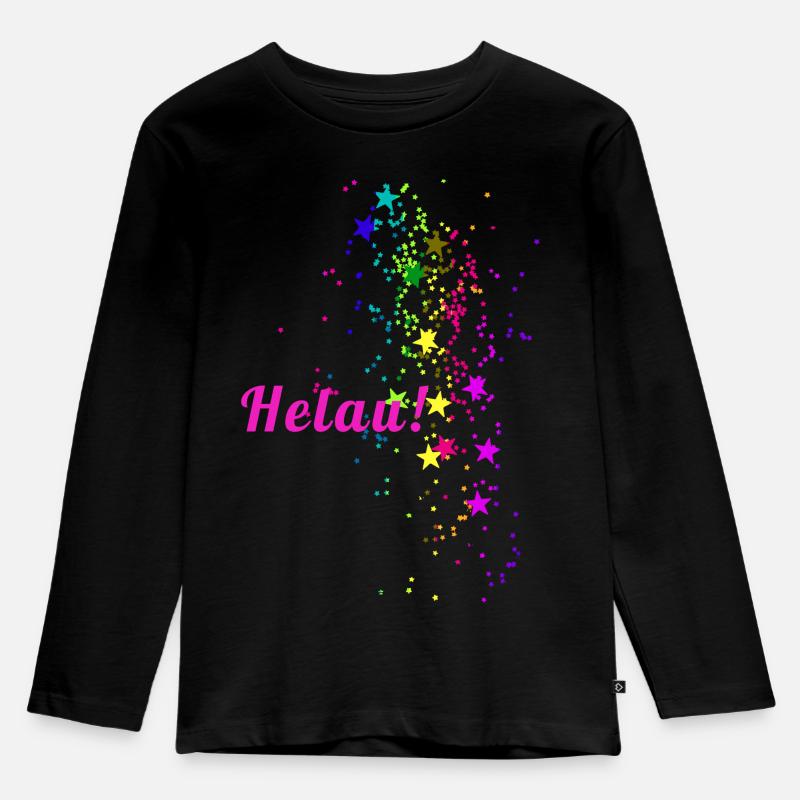 Helau, Konfetti, karneval, Sterne - Kinder Premium Bio Langarmshirt - Schwarz