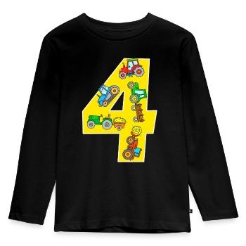 Feld Traktor Design Kinder 4 Jahre Geburtstag - Kinder Premium Bio Langarmshirt - Schwarz - Vorne - AI Model Kid Male (0cm)