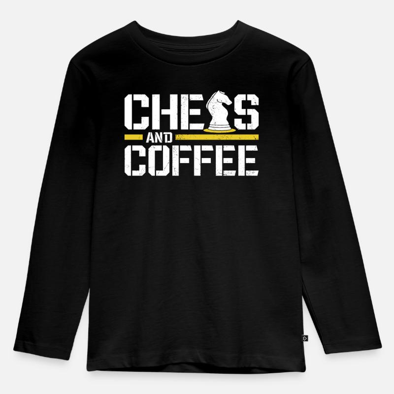 Chess Player Piece Vintage Coffee - Kinder Premium Bio Langarmshirt - Schwarz