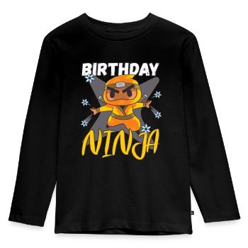 Anniversaire Ninja Jeune Anniversaire Ninja Cadeau - T-shirt manches longues Premium Enfant - noir - Devant - AI Model Kid Male (0cm)