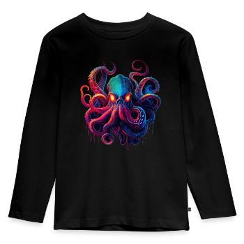 Oktopus-Illustration - Kinder Premium Bio Langarmshirt - Schwarz - Vorne - AI Model Kid Male (0cm)