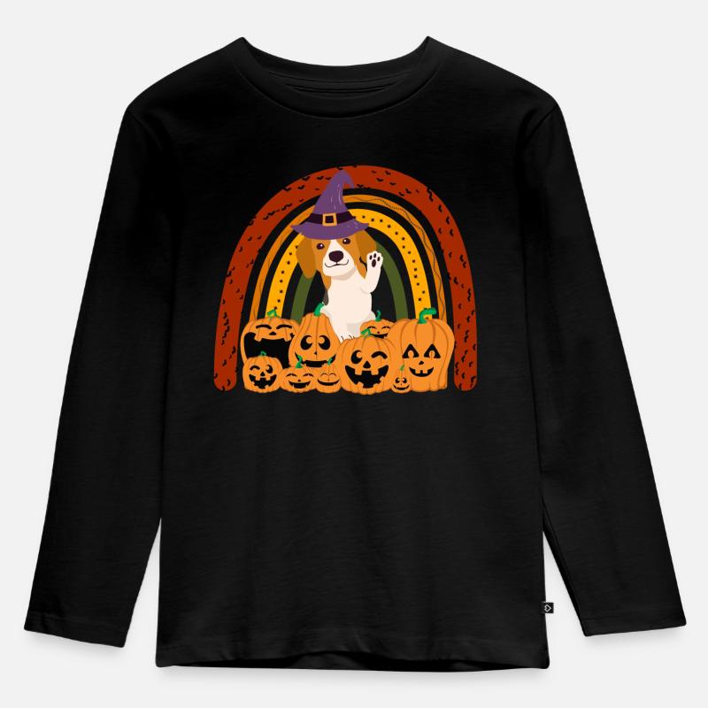 Süßer Beagle Halloween Kostüm Hund - Kinder Premium Bio Langarmshirt - Schwarz