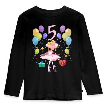 Ballerina birthday shirt 5 years girl - Kids' Premium Longsleeve Shirt - black - Front - AI Model Kid Male (0cm)
