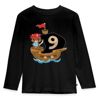 Birthday 9 years Pirate Gift - Kids' Premium Longsleeve Shirt - black - Front - AI Model Kid Male (0cm)