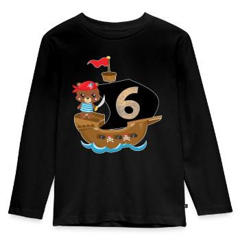 Anniversaire 6 ans cadeau de chemise d'anniversaire pirate - T-shirt manches longues Premium Enfant - noir - Devant - AI Model Kid Male (0cm)