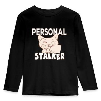 Personal Stalker Katzenbesitzer Katzen liebe - Kinder Premium Bio Langarmshirt - Schwarz - Vorne - AI Model Kid Male (0cm)